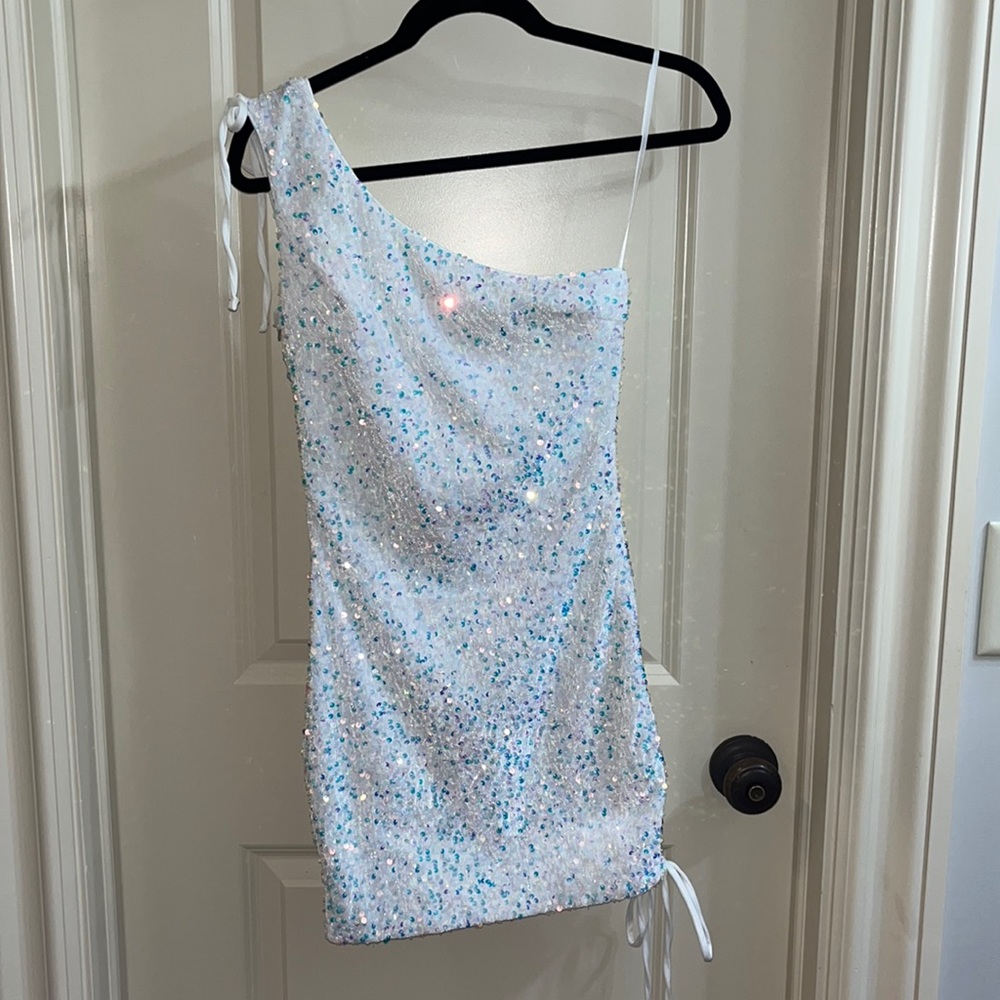 Brand new women’s cocktail dress in holographic sequins